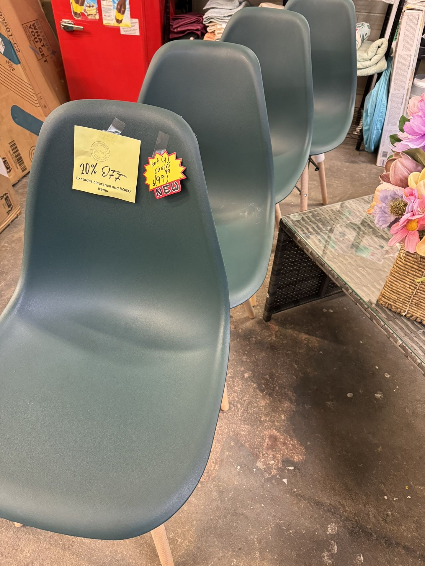 Dining Chairs New Set Of 4 Dark Green