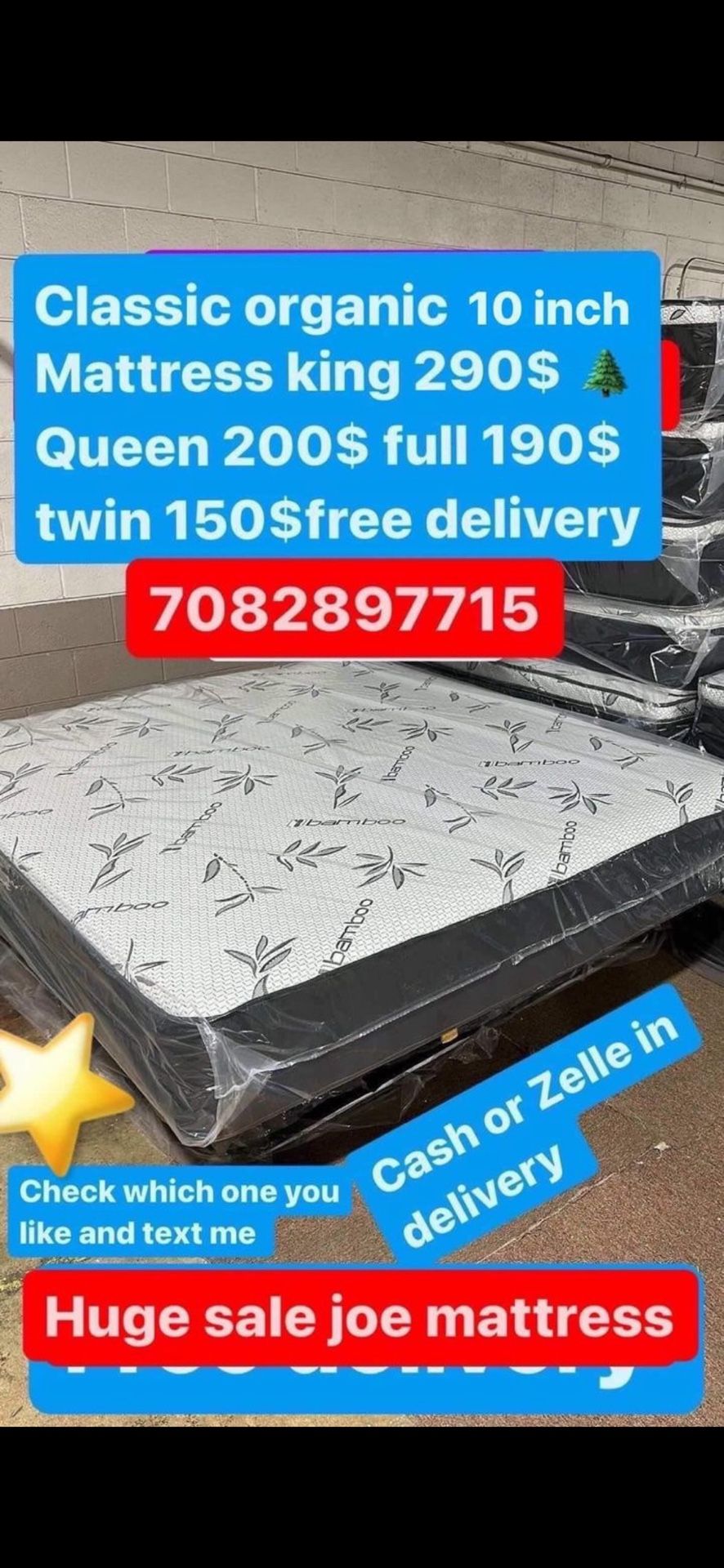 Huge sale for Mattress And Box Twin size mattress and box 150.$ full 190$ Queen 200$ king 290$. Mattress And Box and frame and headboard. King 580$ Qu