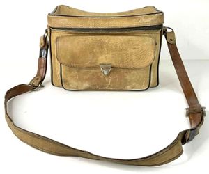 Vintage Perrin USA Top Grade Cowhide Tan Leather 'The Sportsmen' #503 Camera Bag