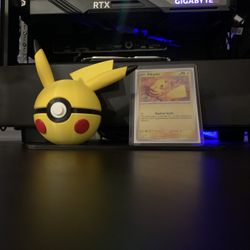 Pikachu Holo (051/162) w/ 3D Printed Pokeball