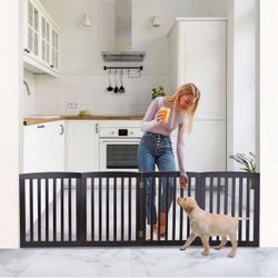 Freestanding Pet Gate for Dogs - 4 Panels Indoor Foldable Dog Fence for Stairs, Hallways, or Doorway