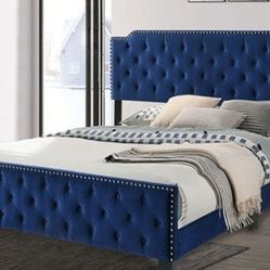 Brand New Navy Blue California King Bed Frame 