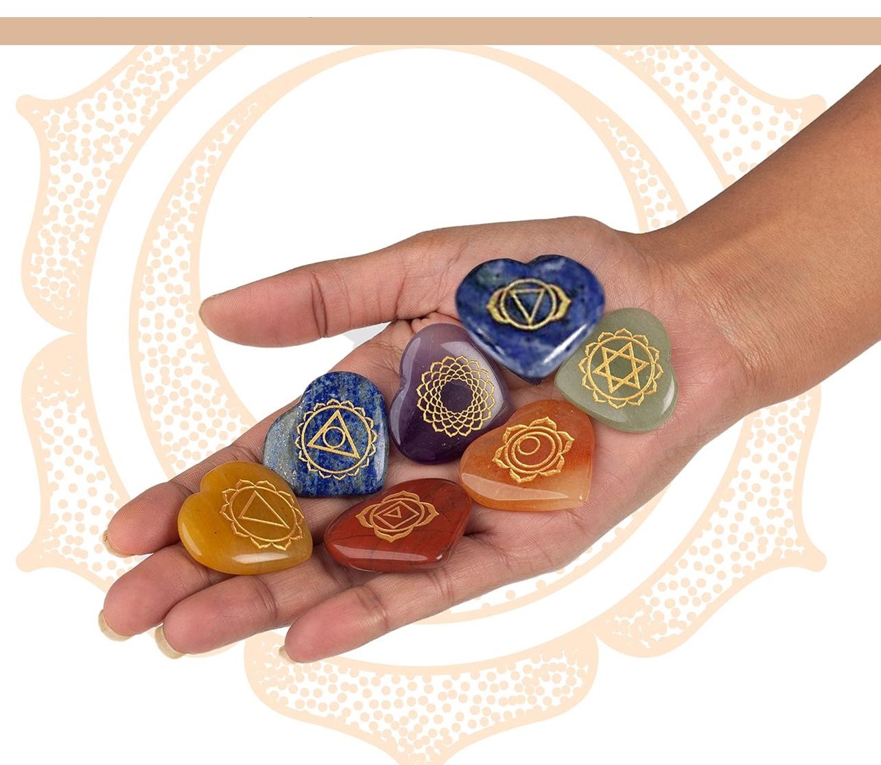 Natural Chakra Stones Set and Healing Crystal Kit, Healing Stones and Crystals Set Includes 7 Engraved Chakras for Meditation and Reiki Healing