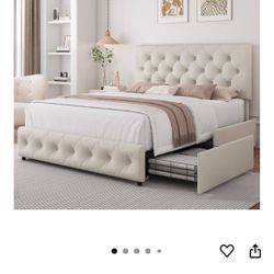 Queen Bed Frame Cream Color $160.00