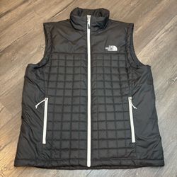 The North Face Black Quilted Insulated Men's Vest White Contrast Zipper Large