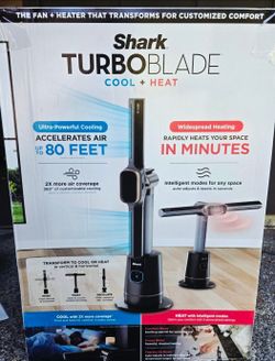 New! SHARK Turbo Blade Cool + Heat 2-in-1 Bladeless Tower Fan & Space Heater Charcoal