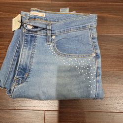 Levi's Women's Rhinestoned Jeans Size 32 Style 724 Straight Leg