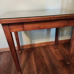 Antique Office Table With Glass Top