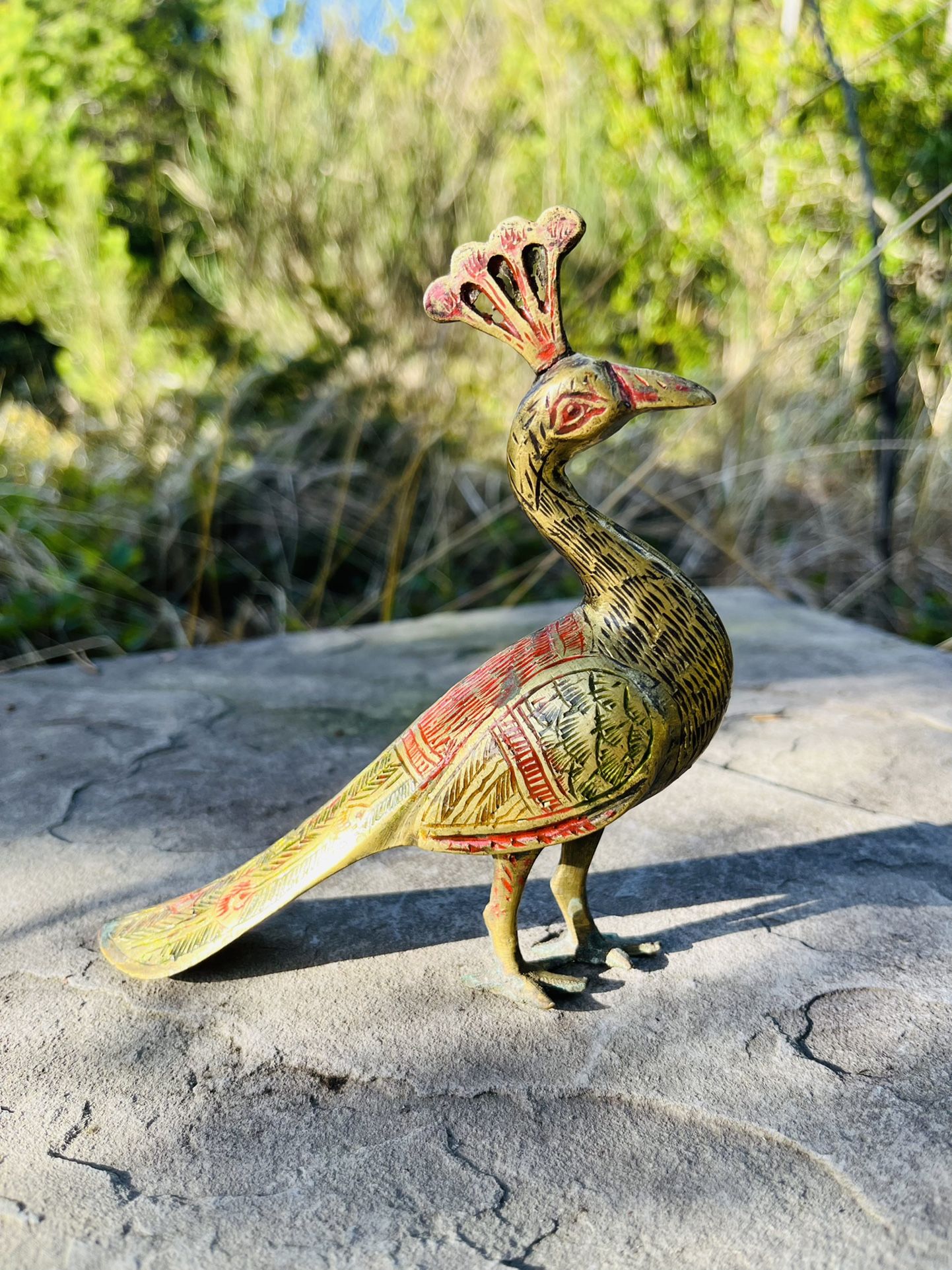 Vintage Brass Peacock Figurine/ Brass Figurine/ made in India/ Brass