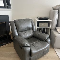 Gray Leather Recliner Chair