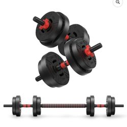 40LB 2-in-1 Adjustable Dumbbell Set - Convertible to Barbell, Kettlebell and resistance bands
