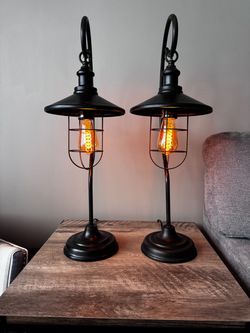 Set of 2 Industrial Edison Bulb Table Lamps – $75 OBO