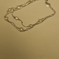  Sterling Silver 925 3 Strand Bracelet With Pearls
