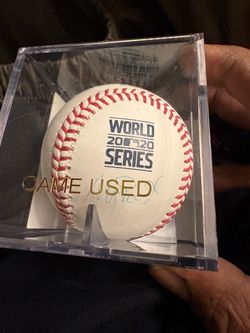 Game use baseball from 2020 World Series signed by Max muncy