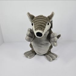 Authentic Wishpets Armadillo Puppet 9" Plush Grey Zoo Realistic NWT