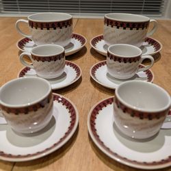 Crown Stoneware Cups and Saucers