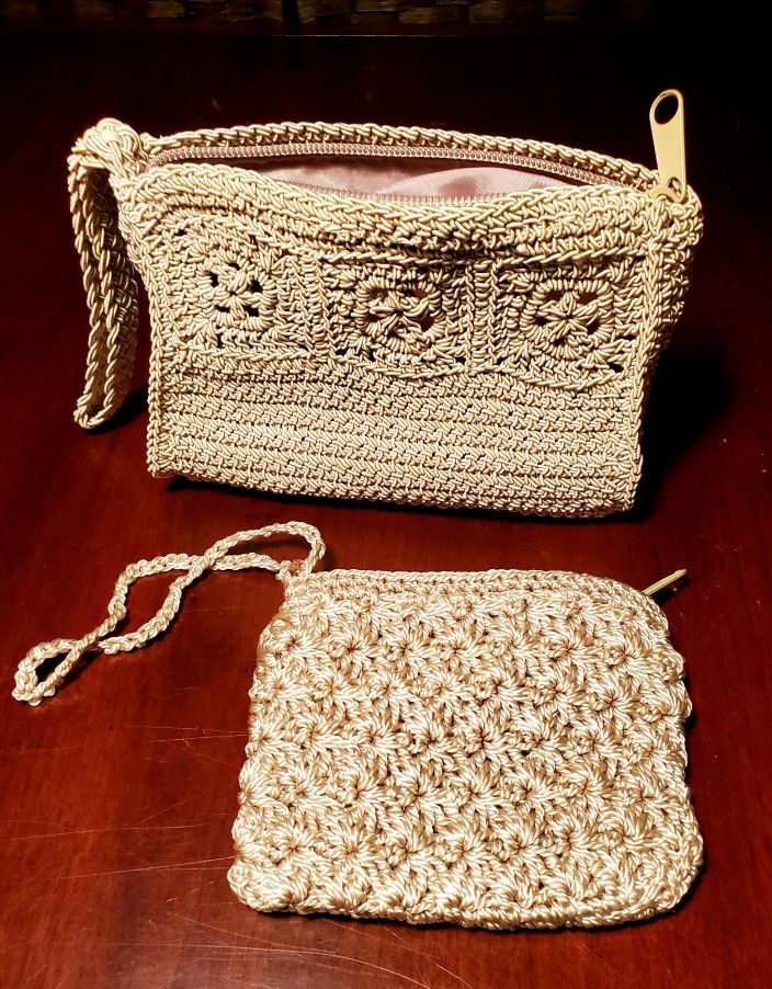 Katie Lee Crocheted Tan Wristlets/Pouch