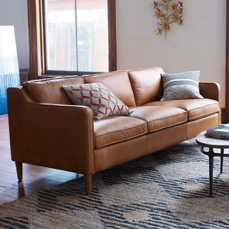 West Elm Hamilton Leather Couch Brand