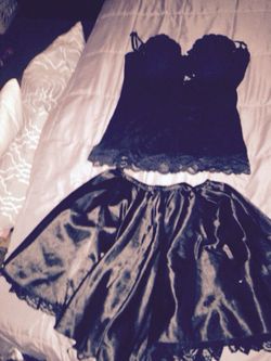 Black Skirt lingerie and Black Corset- never used