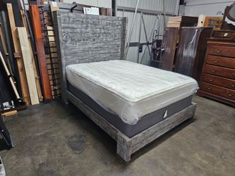 Queen rustic bed frame and mattress