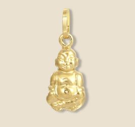 14K Solid Gold Pendant Buddha New
