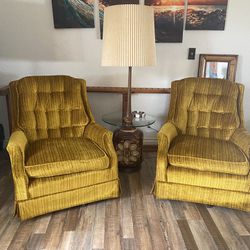 1970s Gold Velvet Sofa Chairs 