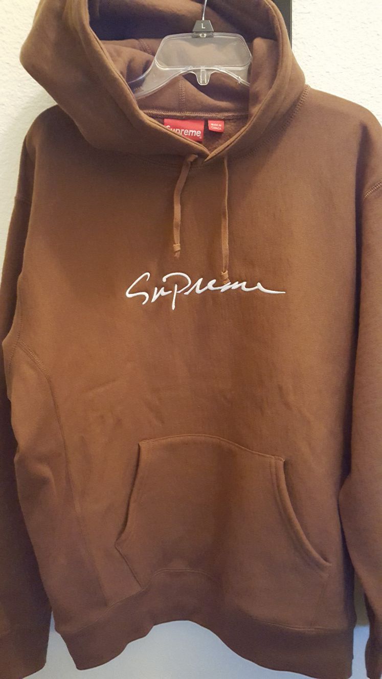 Supreme Classic Script Logo Sweatshirt XL Brown for Sale in