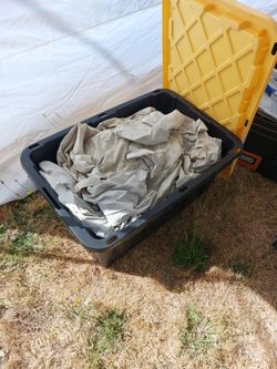 Painting Drop Cloths and bin