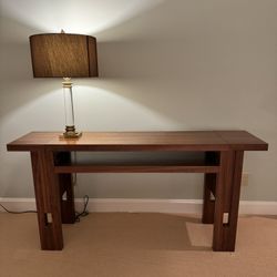 Mid Century Modern Wood Puzzle Console Table