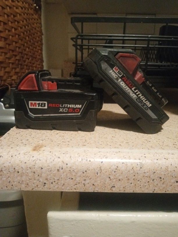 (2) Milwaukee M18 Batteries