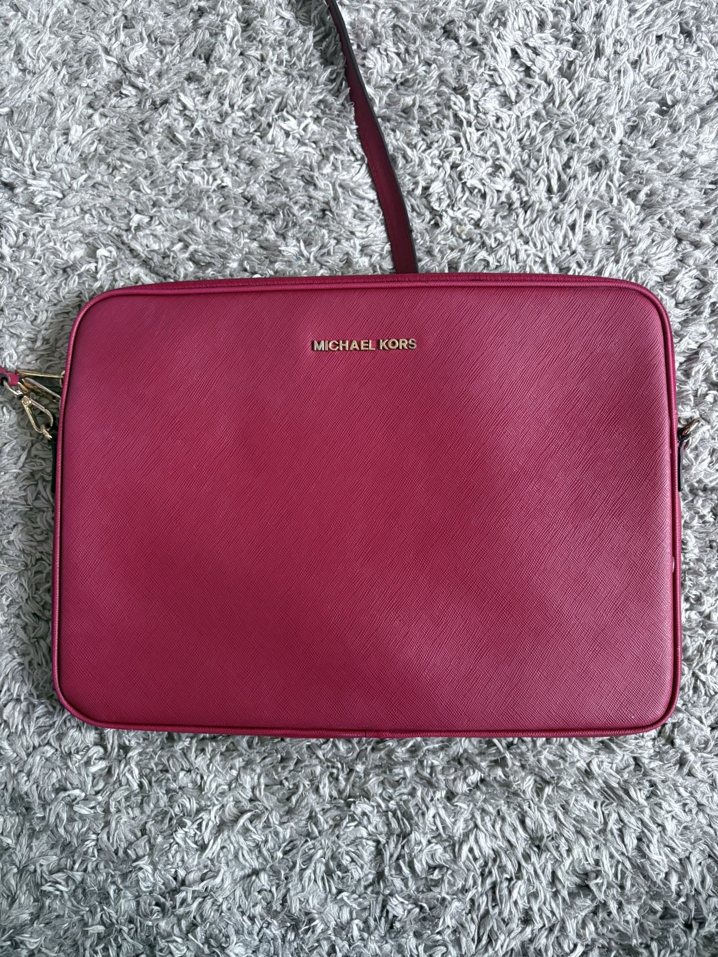 Scarlett red Micheal Kors Leather Laptop Crossbody Bag