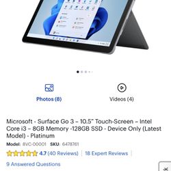 Microsoft Surface Go 3 Tablet 128gb 