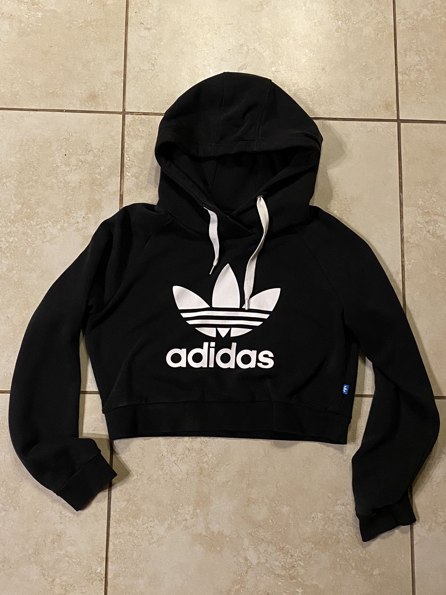 Adidas Hoodie Cropped Fleece Sweatshirt  Small Nice 