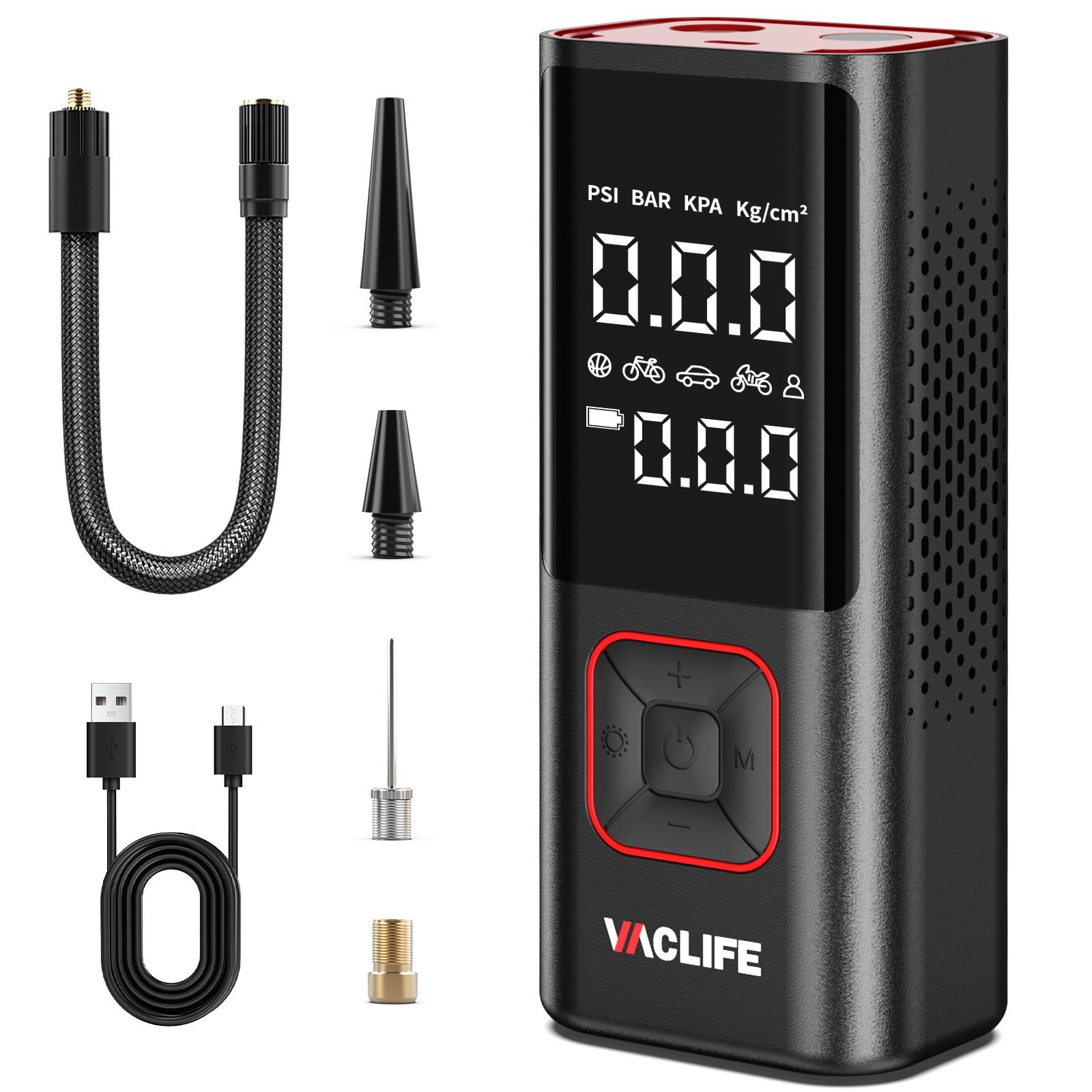 VacLife Cordless Tire Inflator Portable Air Compressor - Multipurpose Air Compressor Portable For Car, Compact Bike Pump, 150PSI Air Pump For Car Tire