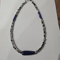 SWAROVSKI BEAD AMETHYST SPIRITUAL AGATE STONE HEALING ENERGY NEW 16"CHOKER NECKLACE 