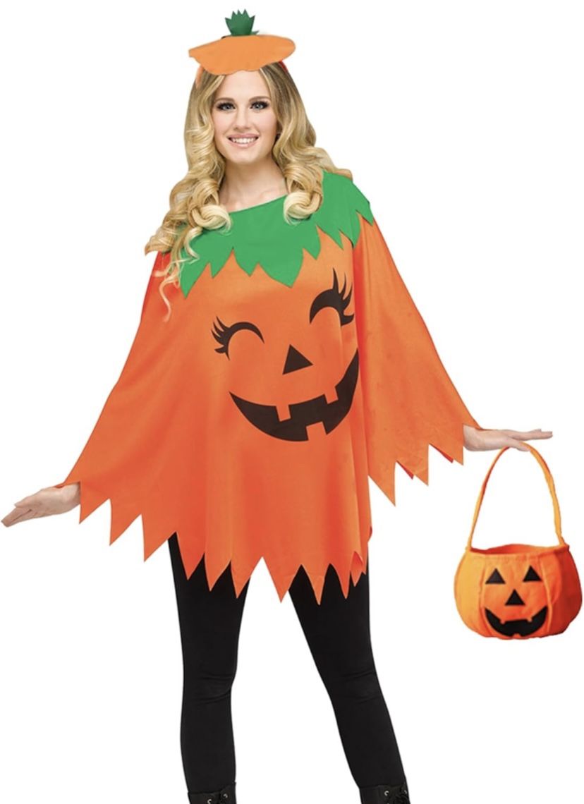3 PCS Halloween Pumpkin Poncho