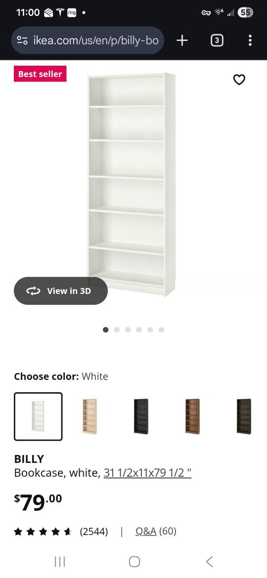 Ikea Billy Bookcase w/extra shelves