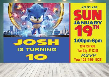 Sonic the Hedgehog 2020 Birthday Invitation 🎂