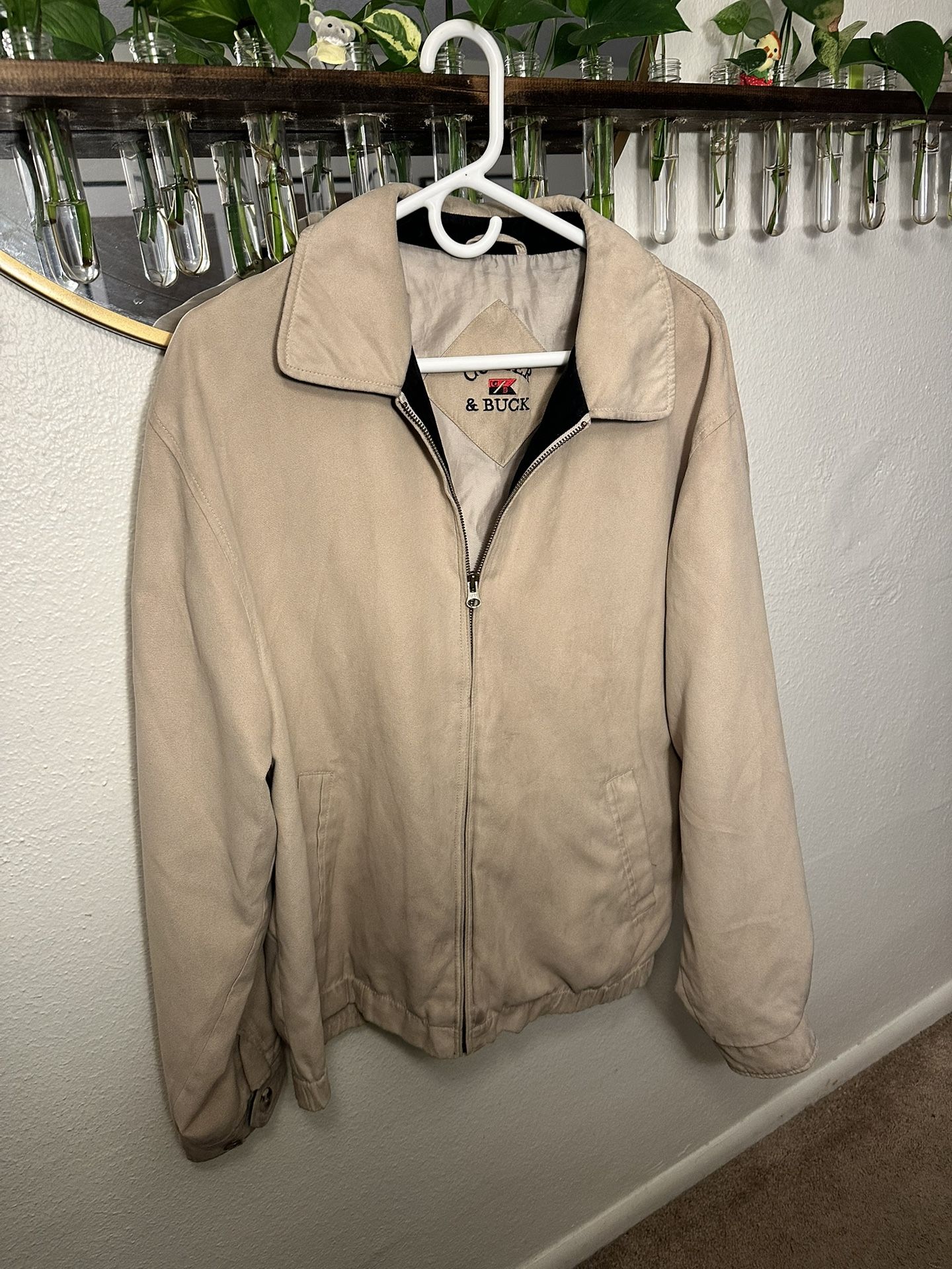 Vintage Cutter & Buck Suede Style Beige Jacket Size L