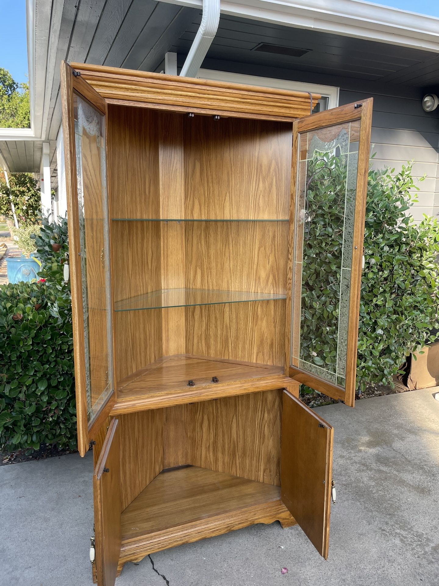 Beautiful Oak Corner Cabinet 
