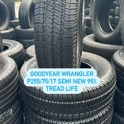 SET OF FOUR TIRES 255/75/17 GOOD YEAR WRANGLER 