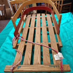 Vintage L.L. Bean 40" Large Wood Pull Sled Green Logo