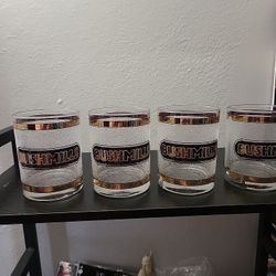 VINTAGE Bushmills Textured Glass Rocks Kapan Kent 22K Irish Whiskey Glass (4)