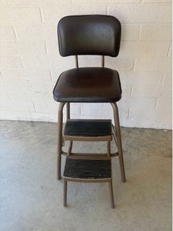 Vintage 1950s Upholstered Step Stool