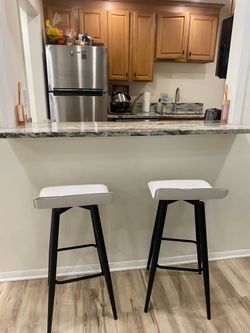 White bar stools pair chair