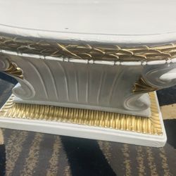 Coffee Table Heavy Base Painted Great Shape  Base 26 Inches 16 Tall  Glass  50 Inches 