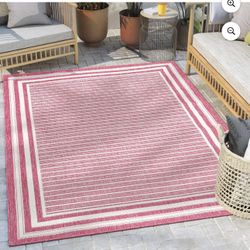 Well Woven Fallon Frankie Modern Stripes Fuschia 5'3" x 7'3" Hi-Lo Indoor/Outdoor Area Rug