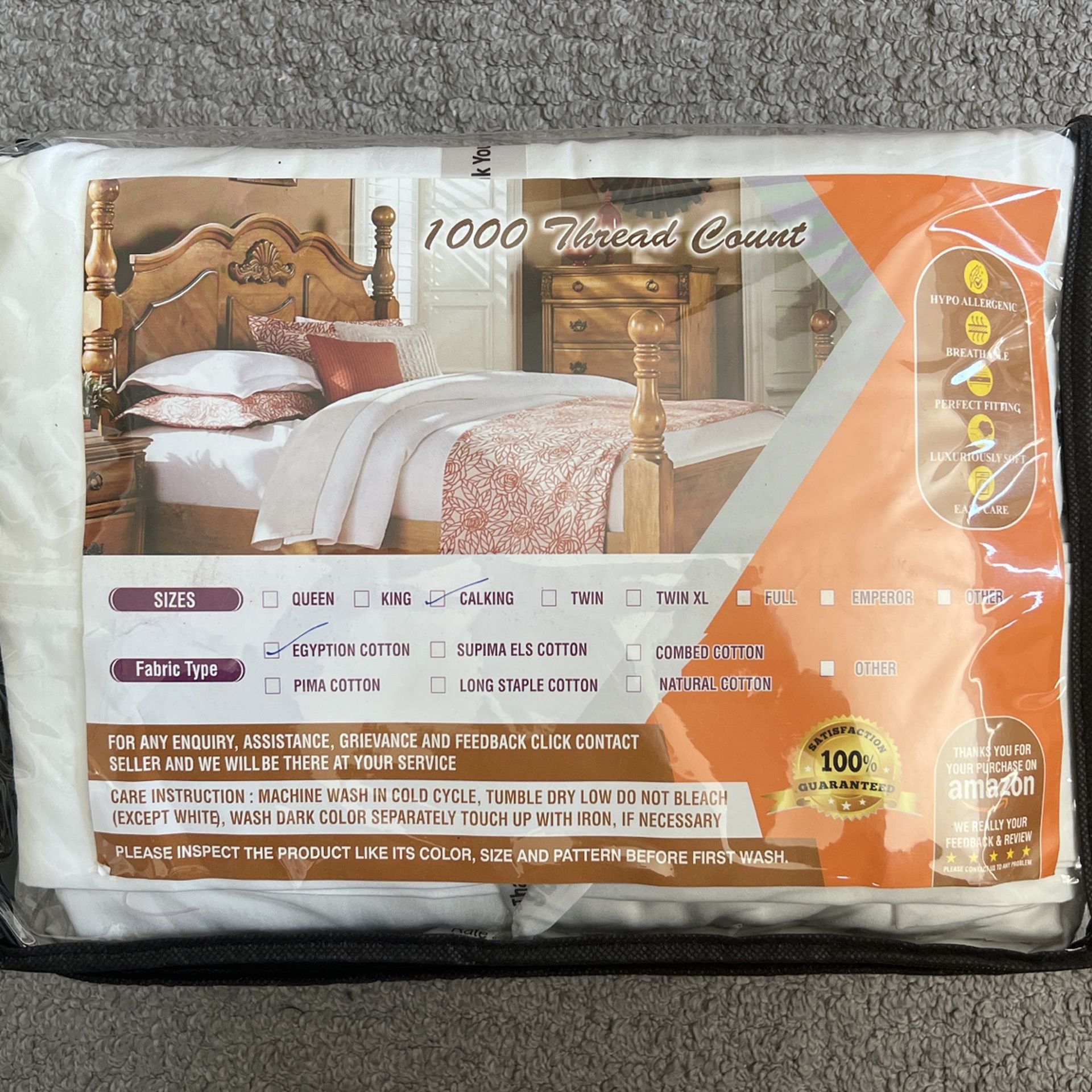 1000 Thread Count CalKing Egyptian Cotton Sheet Set