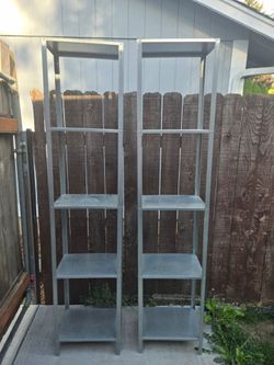 Galvanized metal shelves