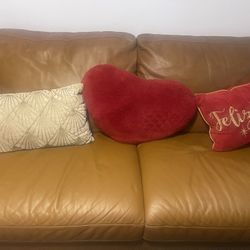 Light Brown Leather Sofa x2